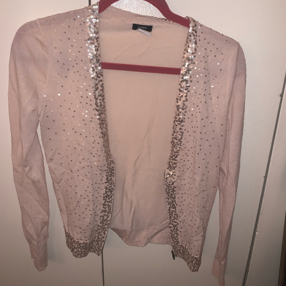 J Crew Merino Wool Sparkle ZIP Sweater XS